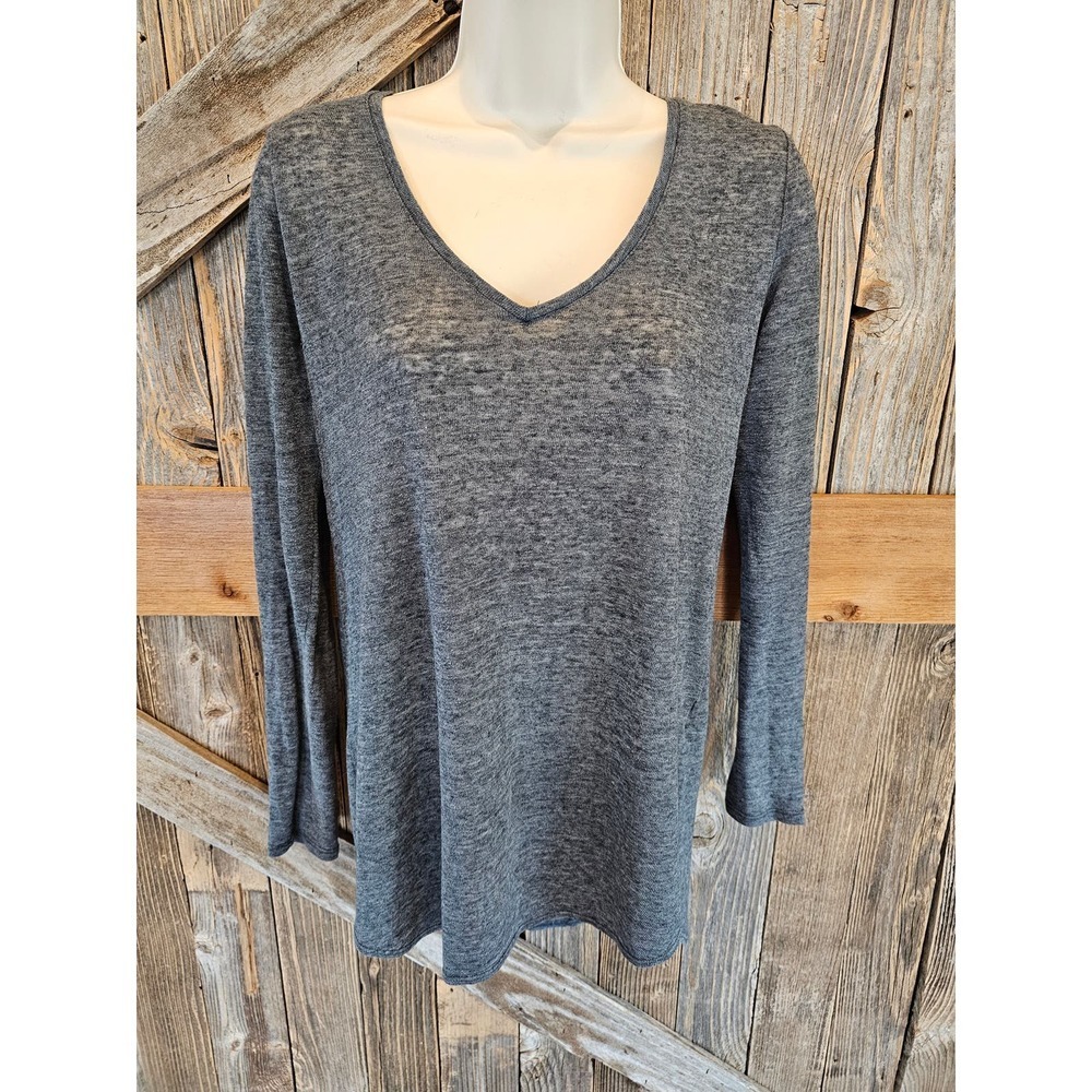 Mossimo size M linen blend long sleeve v neck popover grey ^